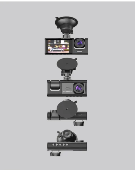 Üç Kameralı Araç Dvr Full Hd Gece Görüşlü Ve 2 İnç Ips Ekranlı