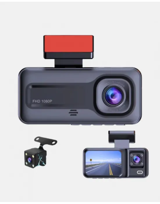 Üç Kameralı Dash Cam 170° Geniş Açılı Full Hd Gece Görüşlü