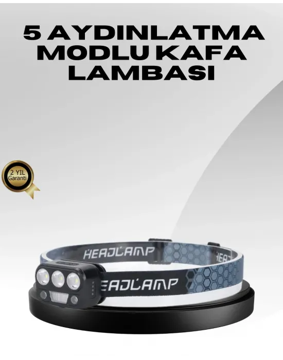 Usb Şarjlı Led Kafa Lambası 300 Lümen Güç Göstergeli