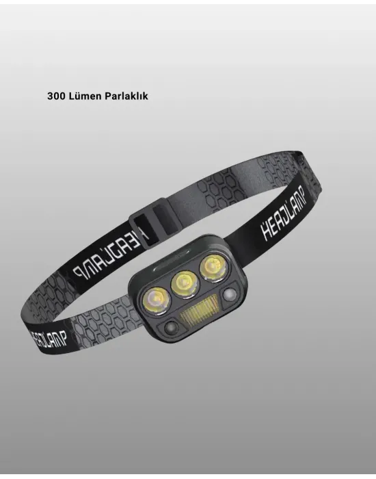Usb Şarjlı Led Kafa Lambası 300 Lümen Güç Göstergeli