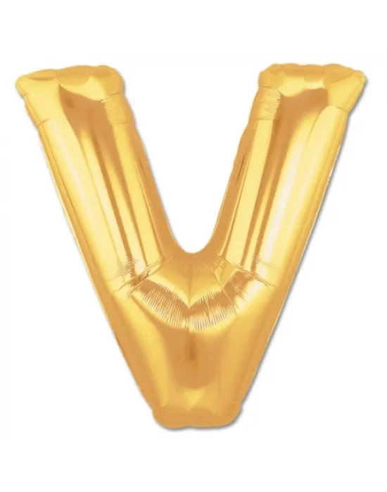 V Harf Folyo Balon Altın Renk  40 İnç