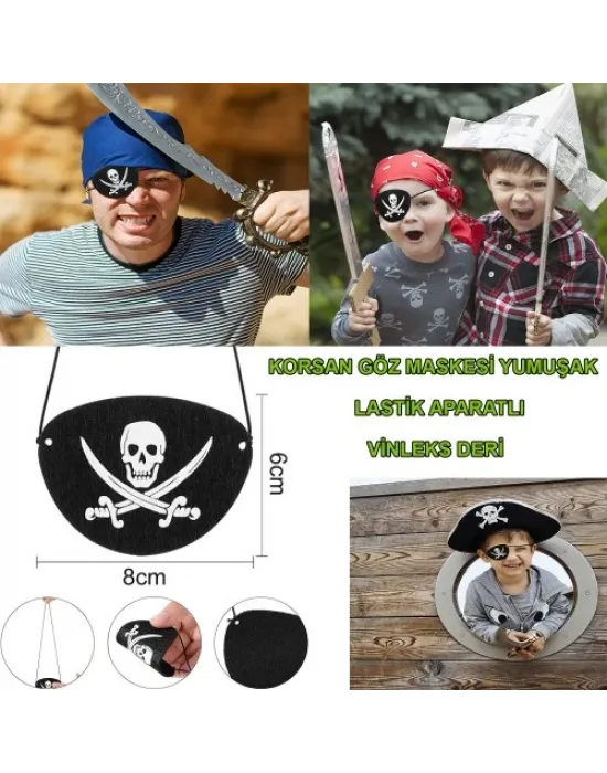 Vinleks Deri Korsan Göz Bandı Lastikli