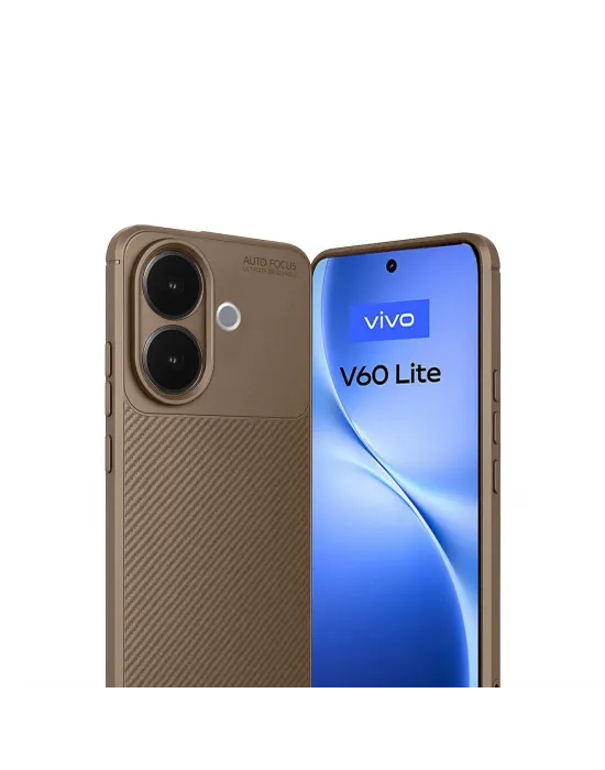 Vivo V60 Lite Auto Focus Karbon Kapak - Kahverengi