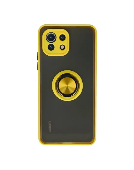 Xiaomi Mi 11 Lite Kılıf Montreal Yüzüklü Silikon Kapak - Sarı