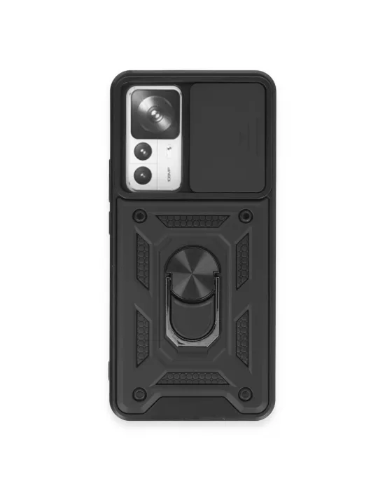Xiaomi Mi 12t Pro Kılıf Pars Lens Yüzüklü Silikon - Siyah