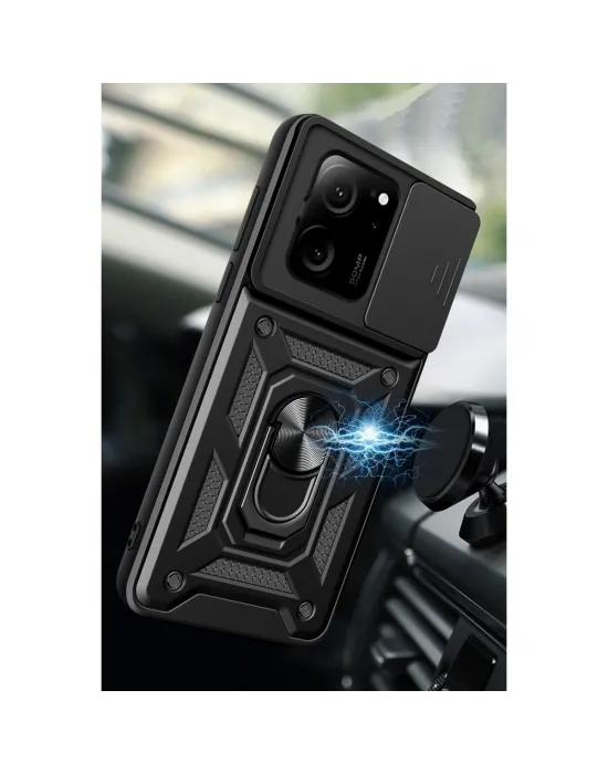 Xiaomi Mi 13t Pro Kılıf Pars Lens Yüzüklü Silikon - Kırmızı