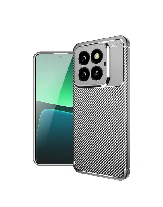 Xiaomi Mi 14t Pro Kılıf Auto Focus Karbon Kapak - Gri