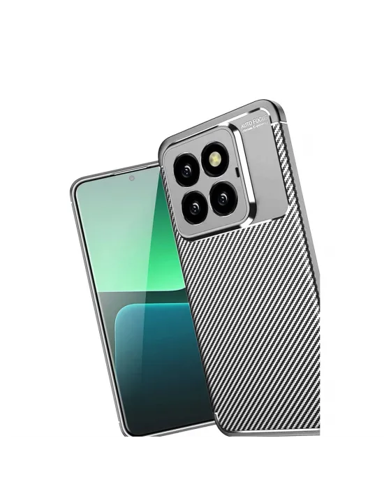Xiaomi Mi 14t Pro Kılıf Auto Focus Karbon Kapak - Gri