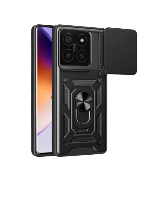 Xiaomi Mi 14t Pro Kılıf Pars Lens Yüzüklü Silikon - Siyah