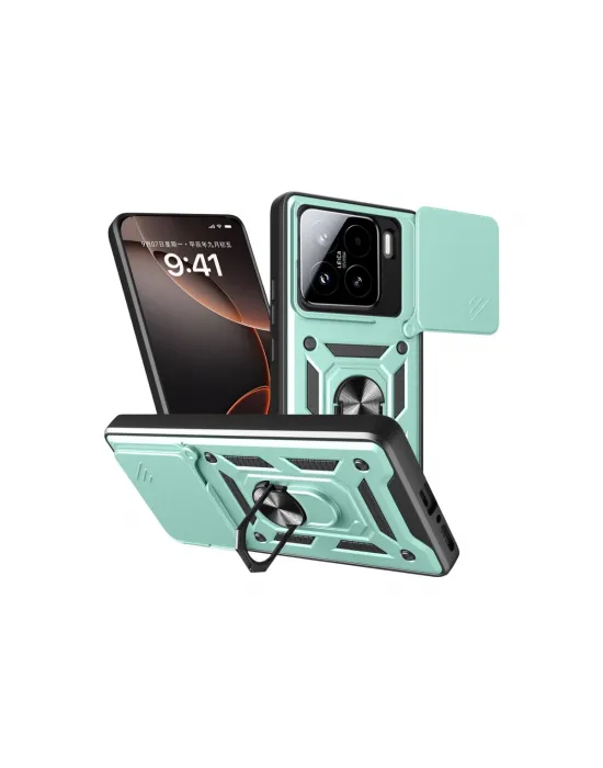 Xiaomi Mi 15 Kılıf Pars Lens Yüzüklü Silikon - Yeşil