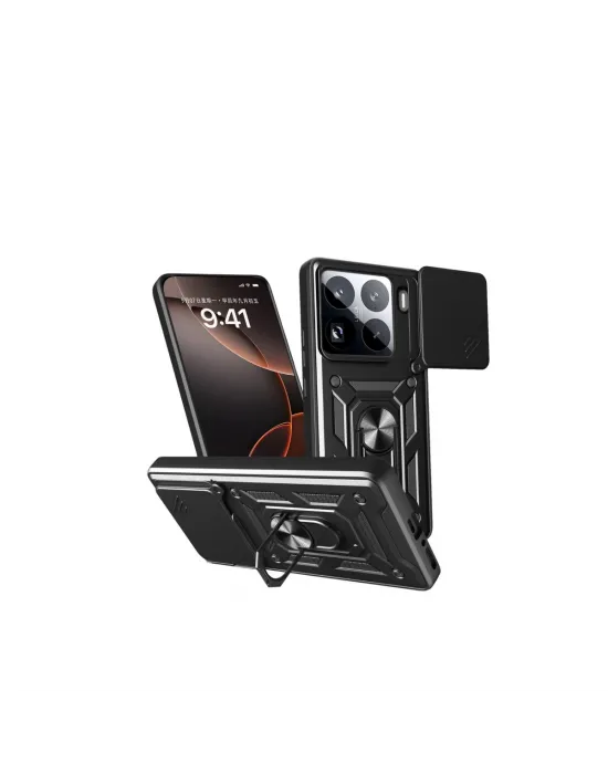 Xiaomi Mi 15 Pro Kılıf Pars Lens Yüzüklü Silikon - Siyah