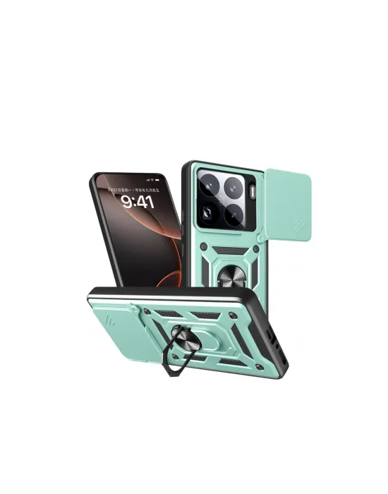 Xiaomi Mi 15 Pro Kılıf Pars Lens Yüzüklü Silikon - Yeşil