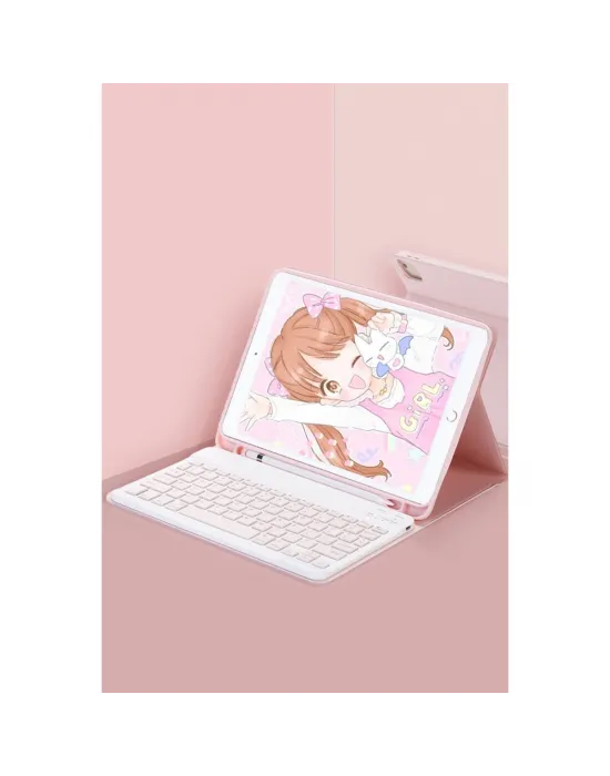 Xiaomi Pad 6 Kılıf Kc01 Smart Klavyeli Tablet Kılıfı - Pembe