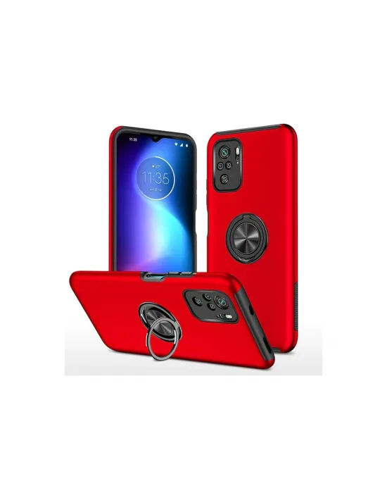 Xiaomi Poco F3 Kılıf Elit Yüzüklü Kapak - Kırmızı