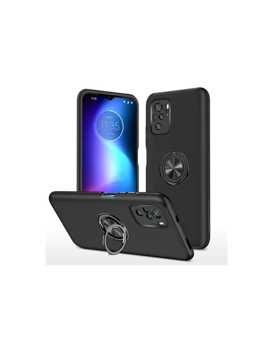 Xiaomi Poco F3 Kılıf Elit Yüzüklü Kapak - Siyah