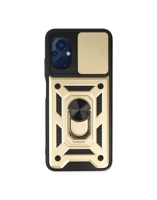 Xiaomi Poco M5 Kılıf Pars Lens Yüzüklü Silikon - Gold