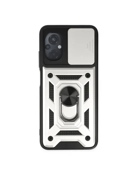 Xiaomi Poco M5 Kılıf Pars Lens Yüzüklü Silikon - Gümüş