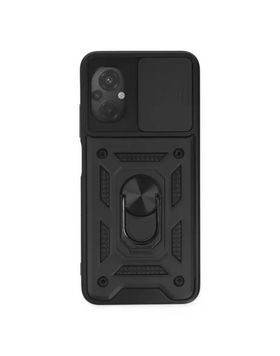 Xiaomi Poco M5 Kılıf Pars Lens Yüzüklü Silikon - Siyah