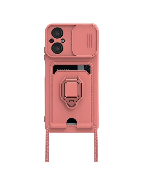 Xiaomi Poco M5 Kılıf Zuma Kartvizitli Yüzüklü Silikon - Pembe