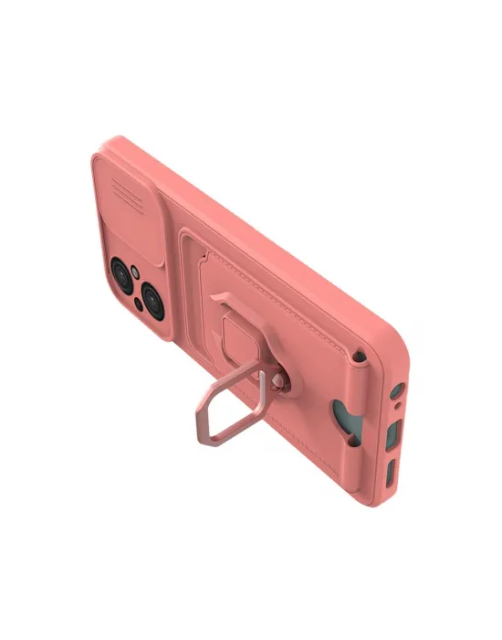 Xiaomi Poco M5 Kılıf Zuma Kartvizitli Yüzüklü Silikon - Pembe