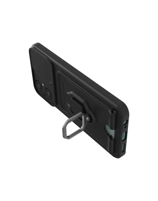 Xiaomi Poco M5 Kılıf Zuma Kartvizitli Yüzüklü Silikon - Siyah