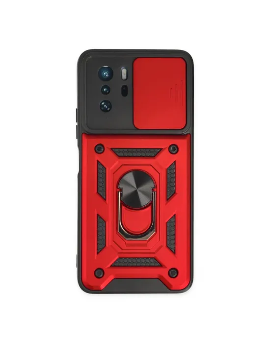 Xiaomi Poco X3 Gt Kılıf Pars Lens Yüzüklü Silikon - Kırmızı