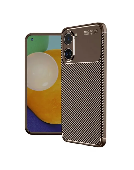 Xiaomi Poco X7 Pro Kılıf Auto Focus Karbon Kapak - Kahverengi