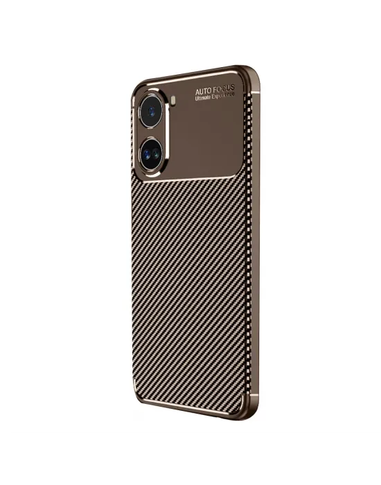 Xiaomi Poco X7 Pro Kılıf Auto Focus Karbon Kapak - Kahverengi