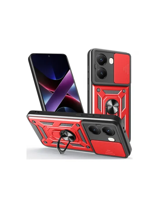 Xiaomi Poco X7 Pro Kılıf Pars Lens Yüzüklü Silikon - Kırmızı