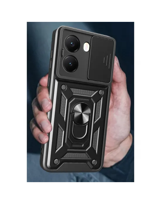 Xiaomi Poco X7 Pro Kılıf Pars Lens Yüzüklü Silikon - Kırmızı