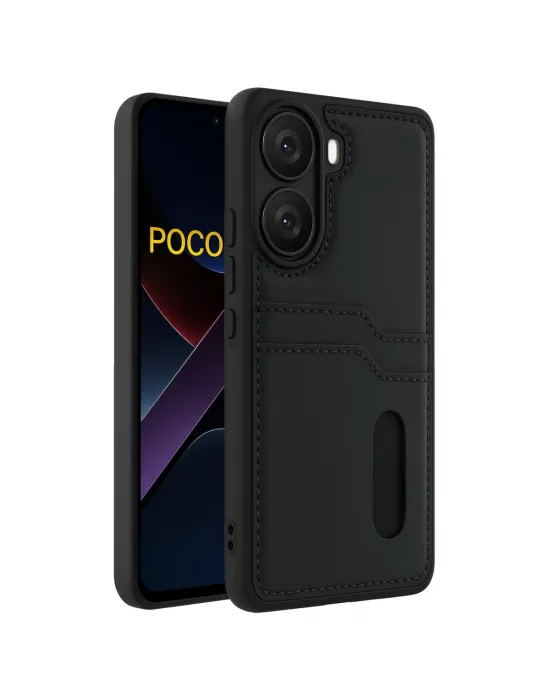 Xiaomi Poco X7 Pro Kılıf Sara Kartvizitli Deri Kılıf - Siyah