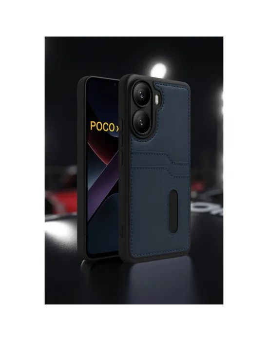 Xiaomi Poco X7 Pro Kılıf Sara Kartvizitli Deri Kılıf - Siyah