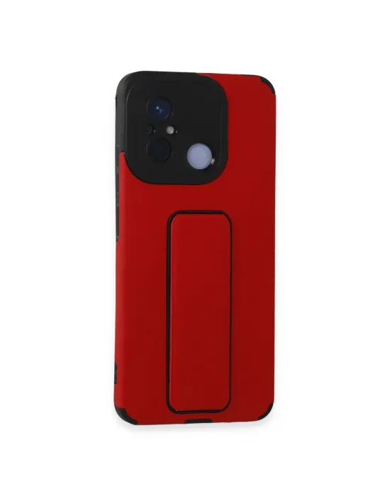 Xiaomi Redmi 12c Kılıf Mega Standlı Silikon - Kırmızı