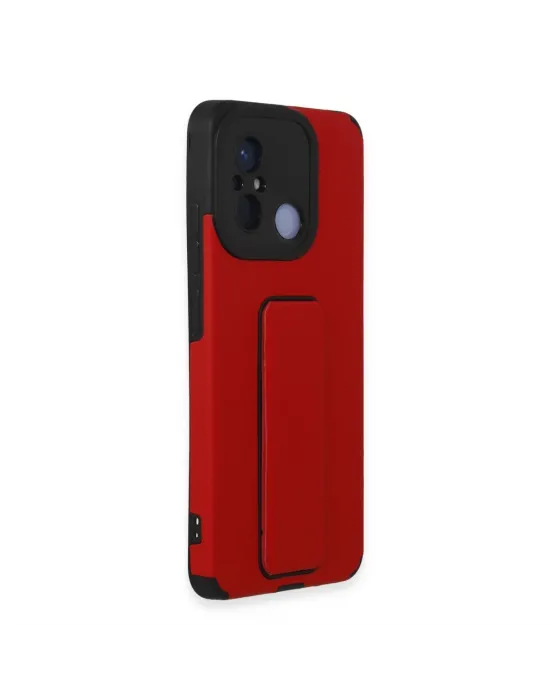 Xiaomi Redmi 12c Kılıf Mega Standlı Silikon - Kırmızı