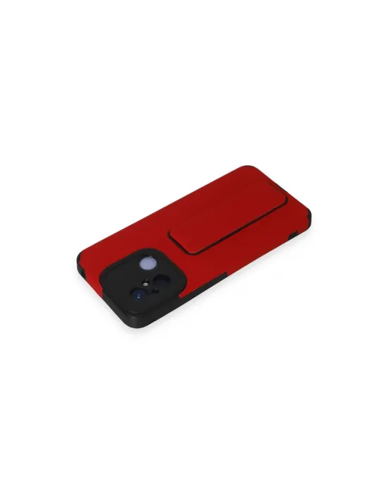 Xiaomi Redmi 12c Kılıf Mega Standlı Silikon - Kırmızı