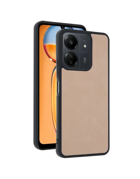 Xiaomi Redmi 13c Kılıf Aras Deri Kapak - Pudra