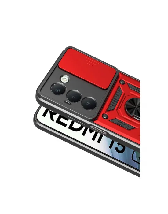 Xiaomi Redmi 15 4g Pars Lens Yüzüklü Silikon - Kırmızı