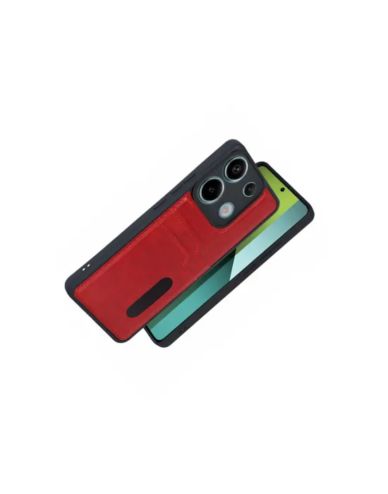 Xiaomi Redmi 15c 4g Sara Kartvizitli Deri Kılıf - Kırmızı