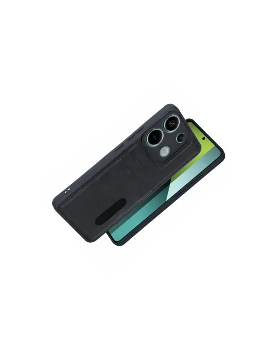 Xiaomi Redmi 15c 4g Sara Kartvizitli Deri Kılıf - Siyah