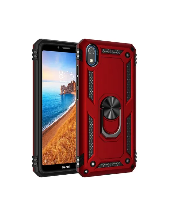 Xiaomi Redmi 7a Kılıf Sofya Yüzüklü Silikon Kapak - Kırmızı