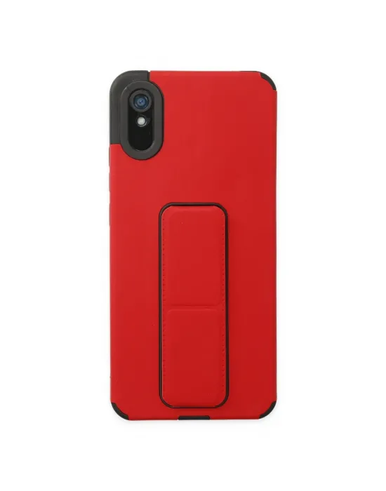 Xiaomi Redmi 9a Kılıf Mega Standlı Silikon - Kırmızı