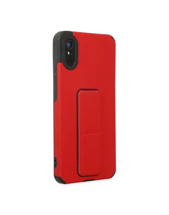 Xiaomi Redmi 9a Kılıf Mega Standlı Silikon - Kırmızı