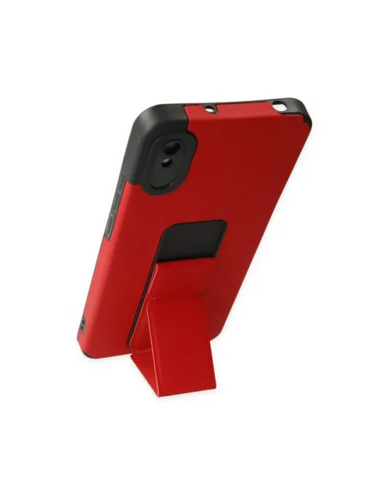 Xiaomi Redmi 9a Kılıf Mega Standlı Silikon - Kırmızı