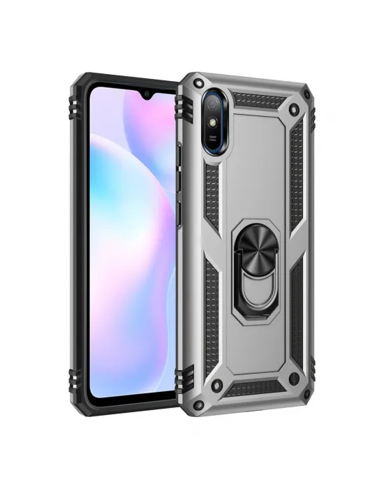 Xiaomi Redmi 9a Kılıf Sofya Yüzüklü Silikon Kapak - Gümüş