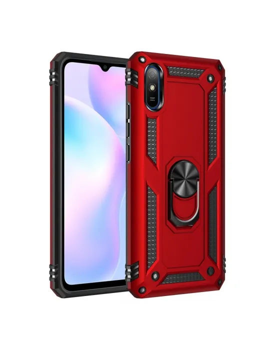 Xiaomi Redmi 9a Kılıf Sofya Yüzüklü Silikon Kapak - Kırmızı