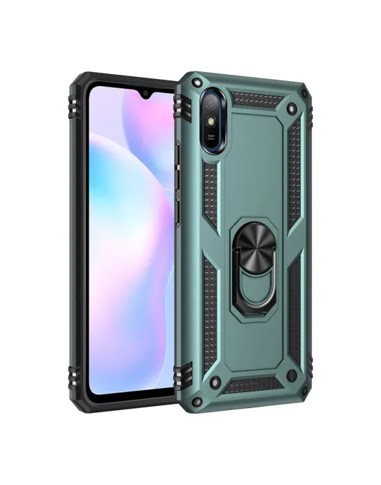 Xiaomi Redmi 9a Kılıf Sofya Yüzüklü Silikon Kapak - Yeşil