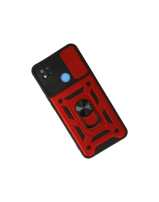 Xiaomi Redmi 9c Kılıf Pars Lens Yüzüklü Silikon - Kırmızı