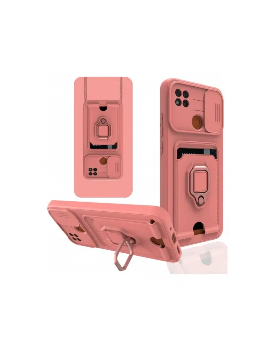 Xiaomi Redmi 9c Kılıf Zuma Kartvizitli Yüzüklü Silikon - Pembe