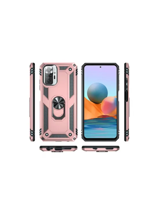 Xiaomi Redmi Note 10 Pro Kılıf Sofya Yüzüklü Silikon Kapak - Rose