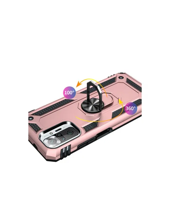 Xiaomi Redmi Note 10 Pro Kılıf Sofya Yüzüklü Silikon Kapak - Rose